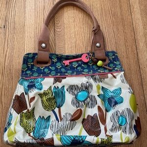 Fossil Key-Per bucket purse. Floral design.